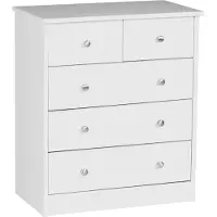Wohnling Kommode Weiß 60 x 70 x 35 cm Sideboard Anrichte mit 5 Schubläden; WL1.339