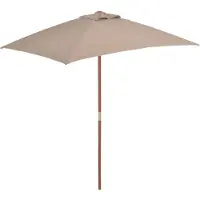 The Living Store Sonnenschirm mit Holzmast 150 x 200 cm Taupe