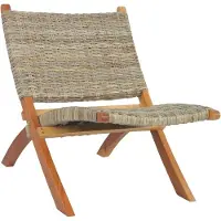 The Living Store Relaxstuhl Natur Kubu-Rattan und Massivholz Mahagoni