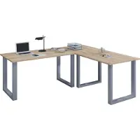 VCM Holz Schreibtisch | Eckschreibtisch schlicht | 130x130 | L Form links oder rechts | Arbeitstisch Platte 50 cm tief | Computertisch Büromöbel - Lona U