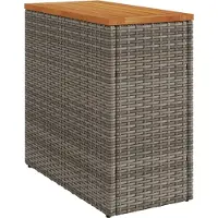 Syfax Garten-Beistelltisch mit Holzplatte Grau 58x27,5x55 cm Rattan