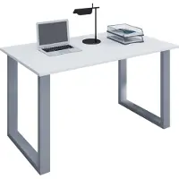 VCM Schreibtisch "Schreibtisch Bürotisch Computertisch 140x50 Lona U", weiß (silber, weiß), B:140cm T:50cm, Tische, Schreibtisch