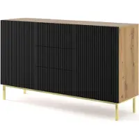 Furnlux Classic FURNLUX Sideboard Ravenna B Beige Und Schwarz Und Gold 150cm / Hauptfarbe: Schwarz / Abmessungen: 150 x 89 x 42 cm