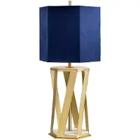 Elstead Lighting Elstead Apollo Tischleuchte E27 Gebürstetes Messing Blau