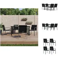 vidaXL 5-tlg. Garten-Essgruppe mit Kissen Poly Rattan und Stahl - Gartenmöbel-Sets