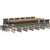 Syfax 17-tlg. Garten-Essgruppe mit Kissen Grau Poly Rattan