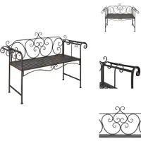 vidaXL Gartenbank 132 cm Stahl Antik Braun - Gartenbänke