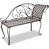 The Living Store Garten-Chaiselongue 128 cm Stahl Antik Braun