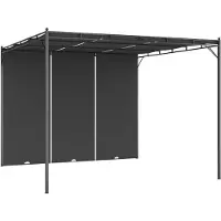 The Living Store Gartenpavillon mit Seitenvorhang 3x3x2,25 m Anthrazit