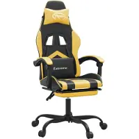 Syfax Gaming-Stuhl mit Fußstütze Drehbar Schwarz & Golden Kunstleder