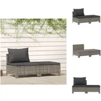 vidaXL 2-tlg. Garten-Lounge-Set mit Kissen Grau Poly Rattan - Gartenmöbel-Sets