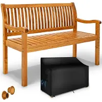 Tillvex Gartenbank Holz Hellbraun 150 cm / 3 - 4 Personen Parkbank Massiv Sitzbank Garten Gartenmöbel
