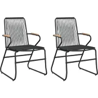 Syfax Gartenstühle 2 Stk. Schwarz 58x59x85,5 cm PVC Rattan