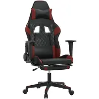 Syfax Gaming-Stuhl mit Fußstütze Schwarz und Weinrot Kunstleder