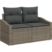Syfax Garten-Sofa mit Kissen 123 x 62 x 69 cm Poly-Rattan