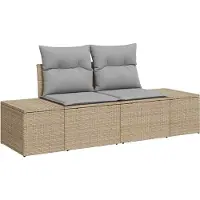 Syfax Gartensofa mit Kissen Beige 184 x 62 x 69 cm Poly-Rattan