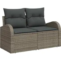 Syfax Gartensofa mit Kissen Grau 124 x 62 x 69cm Poly-Rattan