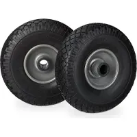 Relaxdays 4 x Sackkarrenrad im Set, pannensicher, 3.00-4 Vollgummireifen, Stahlfelge, 25mm Achse, 100kg, 260x85mm, schwarz-grau