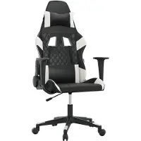Syfax Gaming-Stuhl mit Massagefunktion Schwarz und Weiß Kunstleder