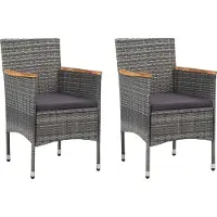Syfax Garten-Essstühle 2 Stk. Poly Rattan Grau