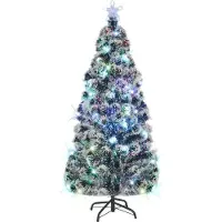 Syfax Vorbeleuchteter Weihnachtsbaum mit Ständer und LED 180 cm Glasfaser