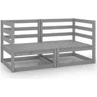 Syfax Gartensofa 2-Sitzer Grau Massivholz Kiefer