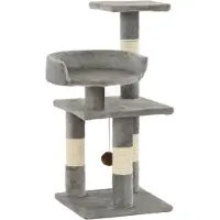 Syfax Katzen-Kratzbaum mit Sisal-Kratzsäulen 65 cm Grau