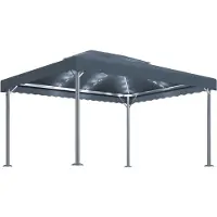 Syfax Pavillon mit LED-Lichterkette 400x300 cm Anthrazit Aluminium