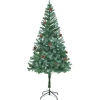 The Living Store Künstlicher Weihnachtsbaum mit Tannenzapfen 180 cm