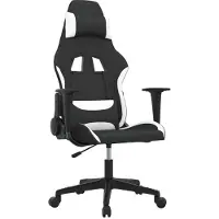 Syfax Gaming-Stuhl mit Massagefunktion Schwarz und Weiß Stoff
