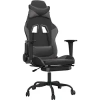 Syfax Gaming-Stuhl mit Massage & Fußstütze Schwarz & Grau Kunstleder