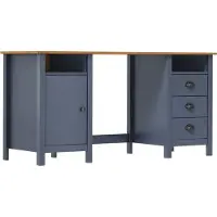 vidaXL Schreibtisch Hill Grau 150x50x74 cm Massivholz Kiefer - Schreibtisch - Schreibtische - Computertisch - Bürotisch