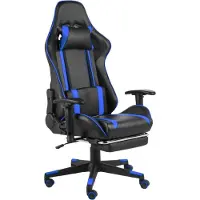 The Living Store Gaming-Stuhl mit Fußstütze Drehbar Blau PVC
