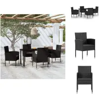 vidaXL 5-tlg. Garten-Essgruppe Schwarz - Gartenmöbel-Sets