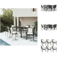 vidaXL 7-tlg. Garten-Essgruppe mit Kissen Schwarz Poly Rattan - Gartenmöbel-Sets