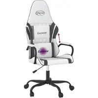 Syfax Gaming-Stuhl mit Massagefunktion Weiß und Schwarz Kunstleder