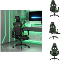 vidaXL Gaming-Stuhl mit Massage & Fußstütze Schwarz & Grün Kunstleder - Gaming-Sessel