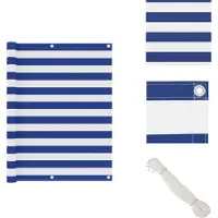 vidaXL Balkon-Sichtschutz Weiß und Blau 120x300 cm Oxford-Gewebe - Sonnenschirme & Sonnenschutze