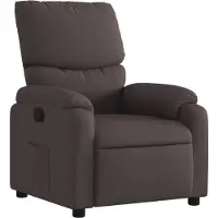 Syfax Dunkelbrauner Stoff Relaxsessel mit manueller Liegefunktion, gepolstert, Seitentasche, 75x99x99 cm