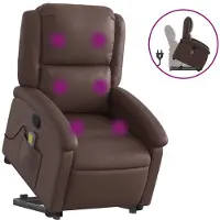 Syfax Massagesessel mit Aufstehhilfe Braun Kunstleder