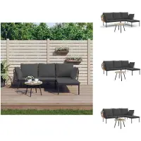 vidaXL 3-tlg. Garten-Lounge-Set mit Kissen Dunkelgrau Poly Rattan - Gartenmöbel-Sets