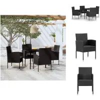 vidaXL 5-tlg. Garten-Essgruppe Schwarz - Gartenmöbel-Sets