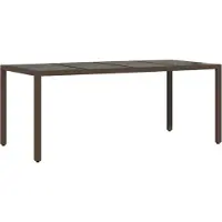 Syfax Gartentisch mit Glasplatte Braun 190x90x75 cm Poly Rattan