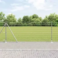 Syfax Euro-Zaun mit Betonsockel 25 x 1 m Verzinkter Stahl Silber Netz