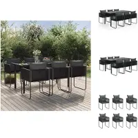 vidaXL 7-tlg. Garten-Essgruppe Schwarz - Gartenmöbel-Sets