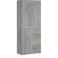 Syfax Highboard Grau Sonoma 69,5x34x180 cm Holzwerkstoff