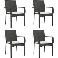 Syfax Gartenstühle mit Kissen 4 Stk. Poly Rattan Schwarz