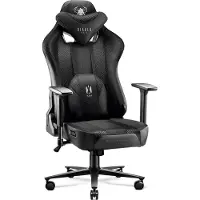 Diablo X-Player Gaming Stuhl Bürostuhl Schreibtischstuhl Stoff 3D Armlehnen Ergonomisches Design Nacken/- Lendenkissen, Farbe: Schwarz, Größe King