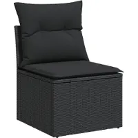 vidaXL Gartenstuhl ohne Armlehnen mit Kissen Schwarz Poly Rattan
