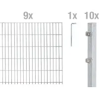 Alberts Doppelstabmattenzaun 8-6-8, Matten 2,50 m, Höhe 1,63 m, Länge 22,5 m, feuerverzinkt, Zaun als Komplettset, Pfosten mit Abdeckleiste 60x40 mm